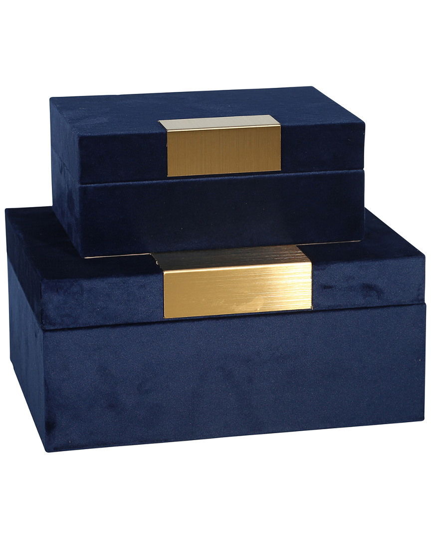 Sagebrook Home Velveteen Jewelry Box Set In Blue