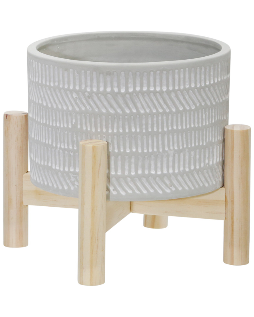 Sagebrook Home Ceramic Tribal Planter In Ivory