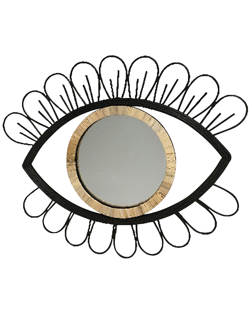 Sagebrook Home Metalrattan Eye Wall Accent With Mirror In Black