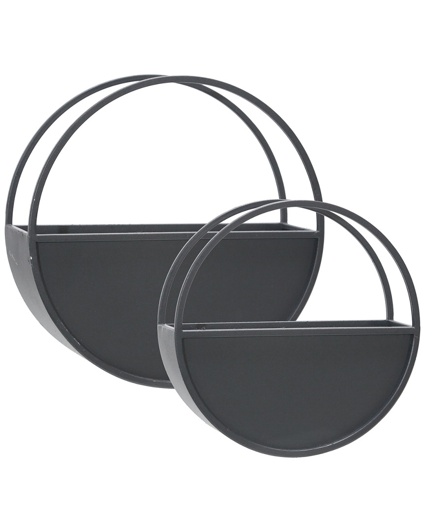 Sagebrook Home Metal Round Wall Planter In Black