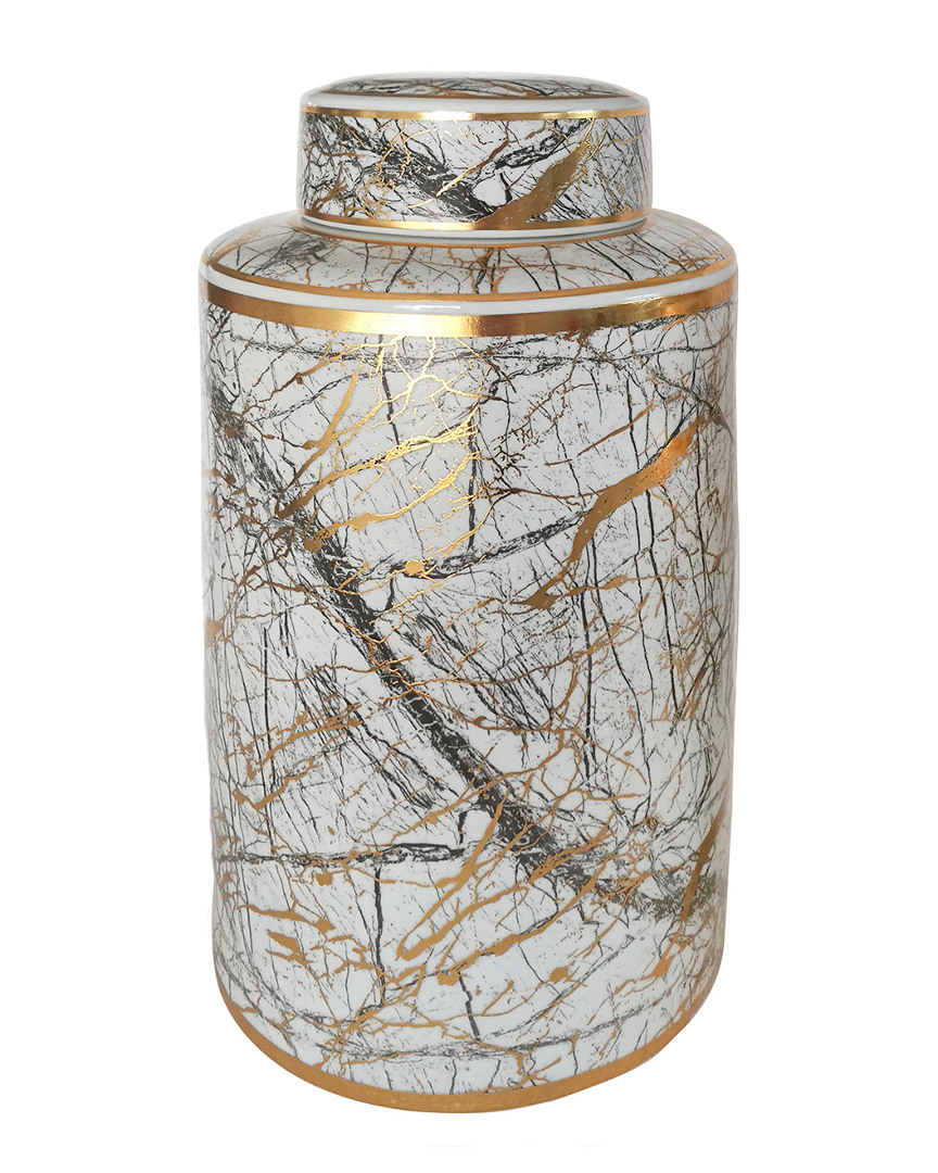 Sagebrook Home Ceramic Jar In White