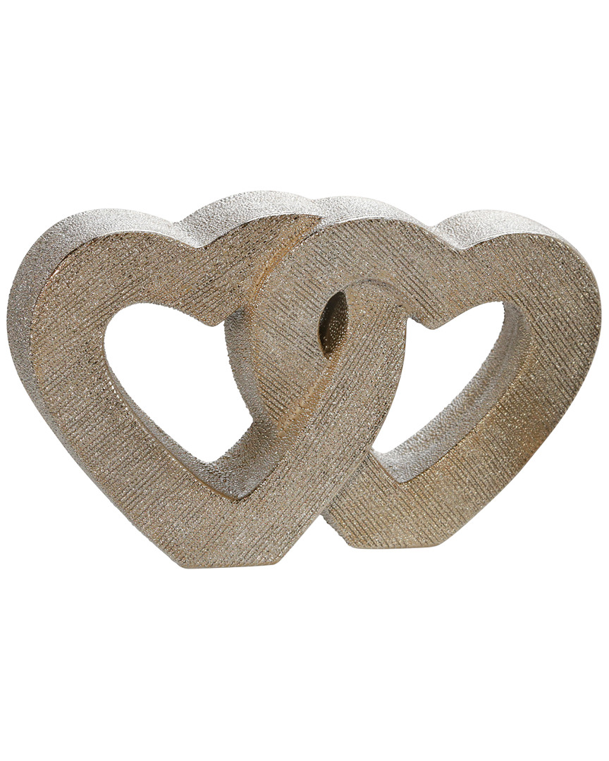 Sagebrook Home Ceramic Double Heart Table In Gold