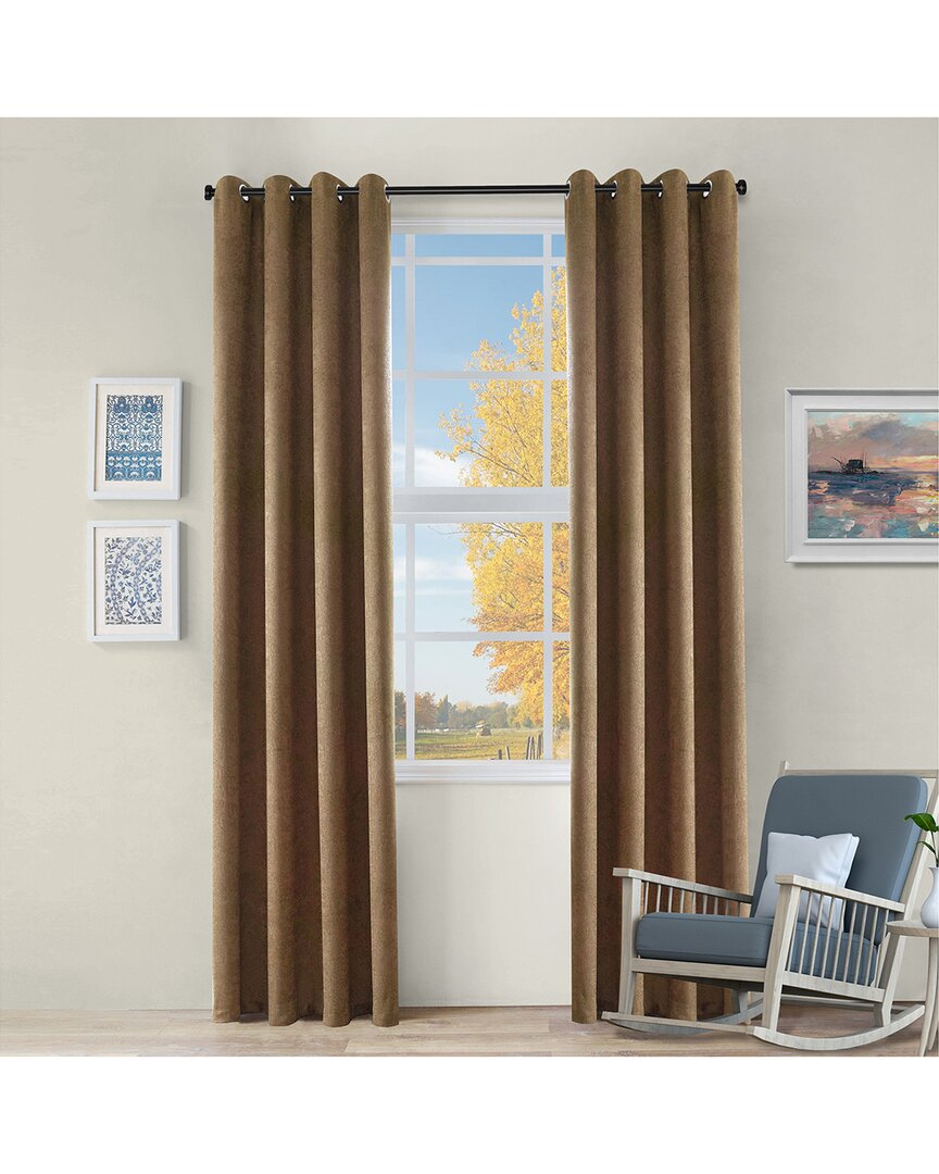 Superior 52x96 Senna Textured Blackout 2pc Curtain Panel Set In Brown