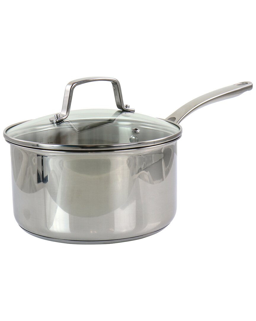 Martha Stewart 3.5qt Stainless Steel Saucepan With Vented Glass Lid In Silver