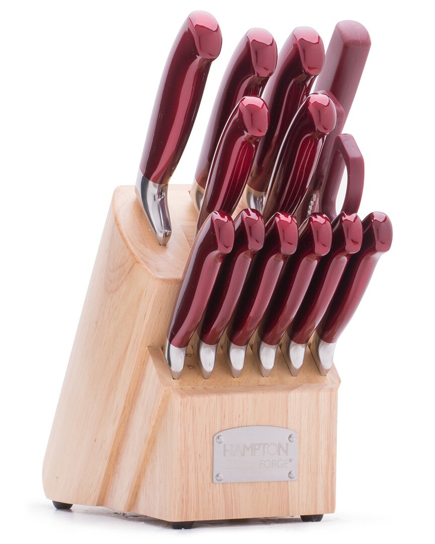 Hampton Forge Argentum Red 14pc Knife And Block Set