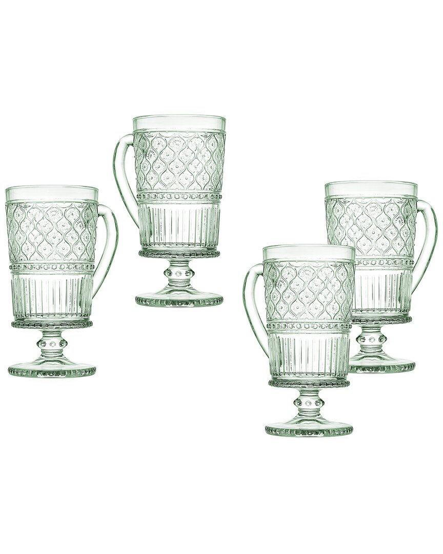 Godinger Set Of 4 Claro Footed Coffee Mugs In Green