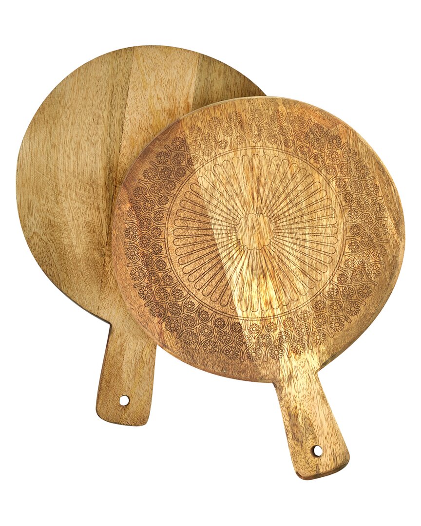 Godinger Set Of 2 Claro Round Paddle Boards In Beige