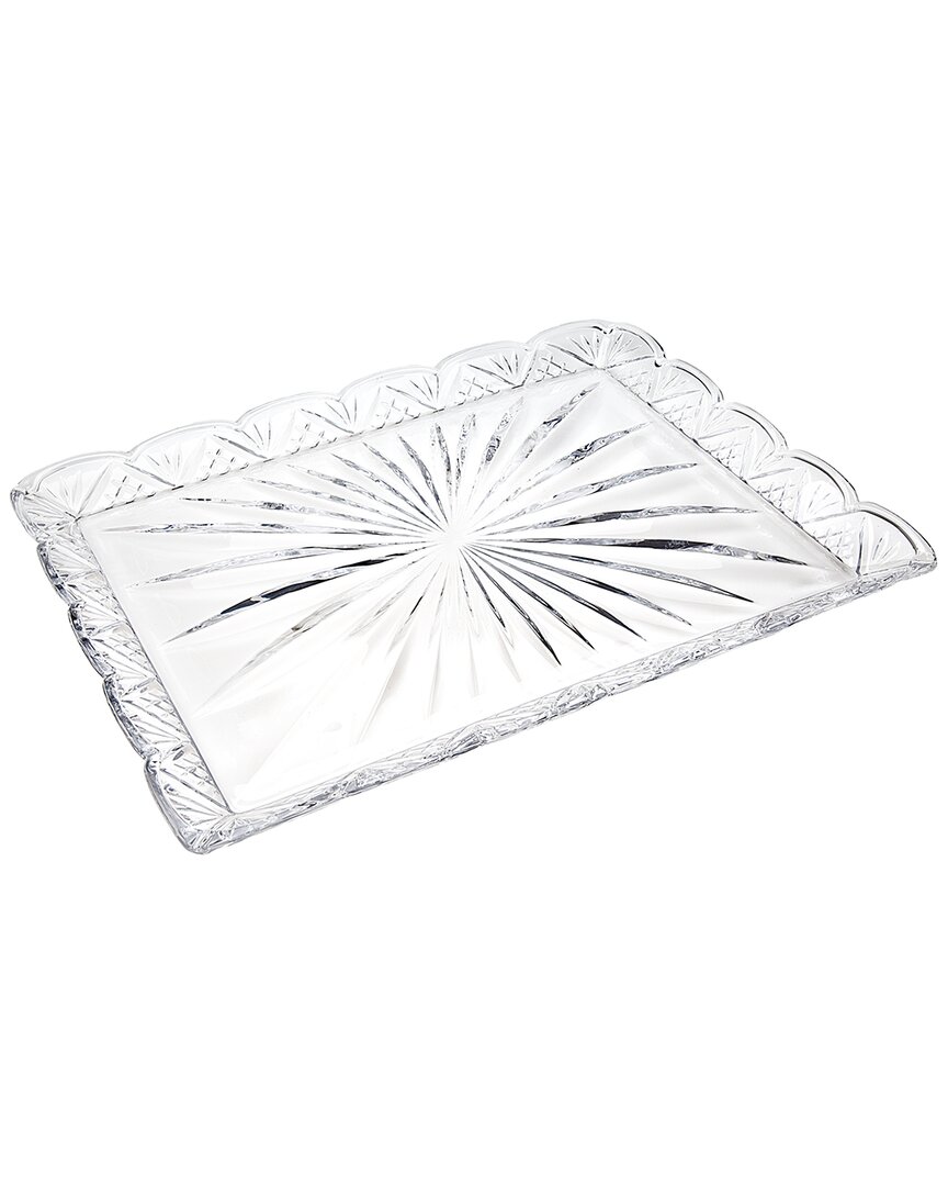 Godinger Dublin Crystal Scalloped Edge Tray In Clear