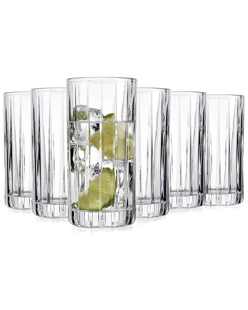 Godinger Set Of 6 Parallels Highballs In Clear