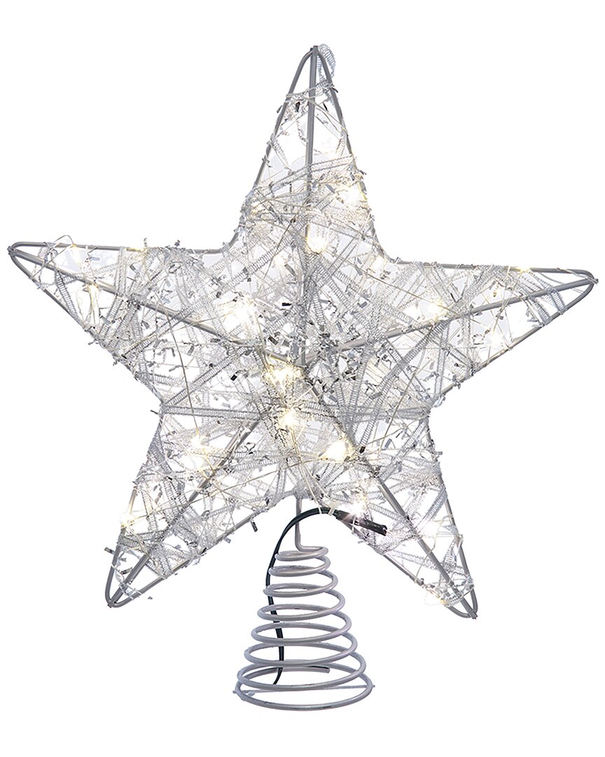 Kurt Adler 10.5-inch 30-light Warm White Led Fairy Light 5-point Star Tree Topper In White