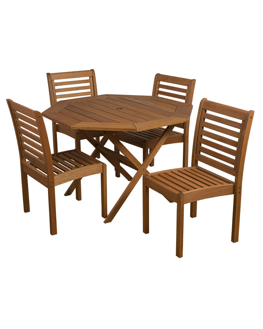 Amazonia 5pc Patio Dining Set In Brown
