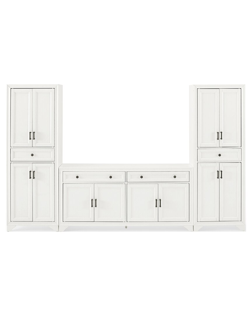 Crosley Furniture Tara 3pc Sideboard And Pantry Set In White