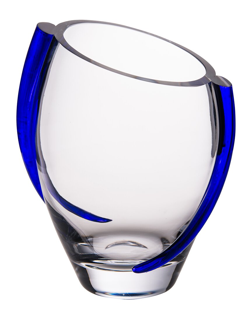 Barski Glass Vase With Cobalt Swirl In Blue
