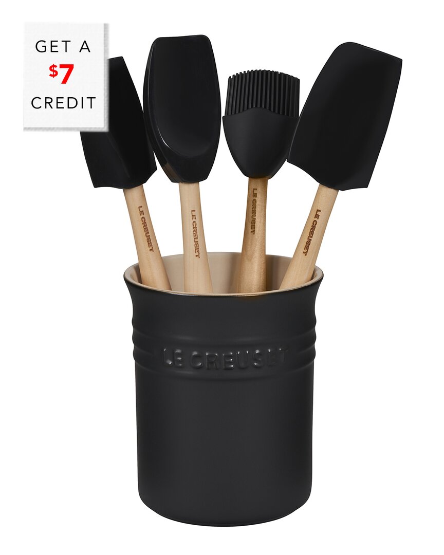 LE CREUSET CRAFT SERIES 5PC UTENSIL SET WITH CROCK WITH $7 CREDIT