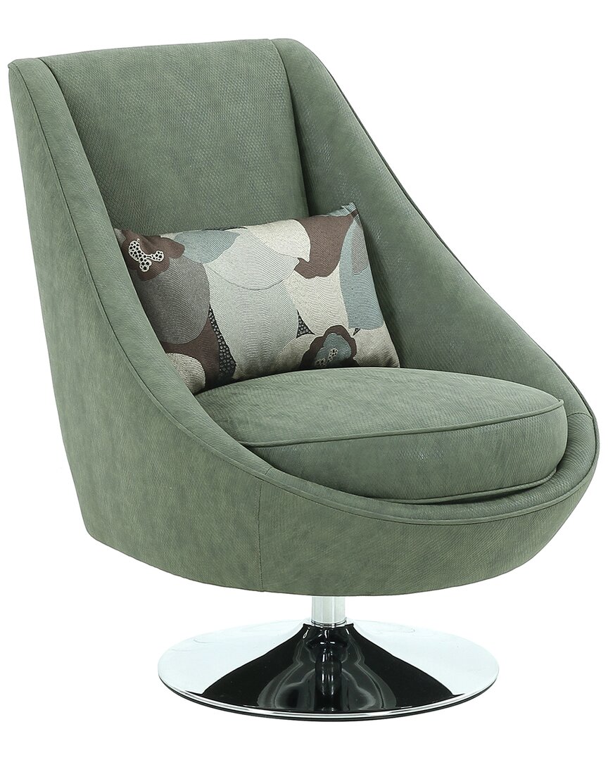 Pasargad Home Noho Collection Swivel Accent Chair With Pillow In Green