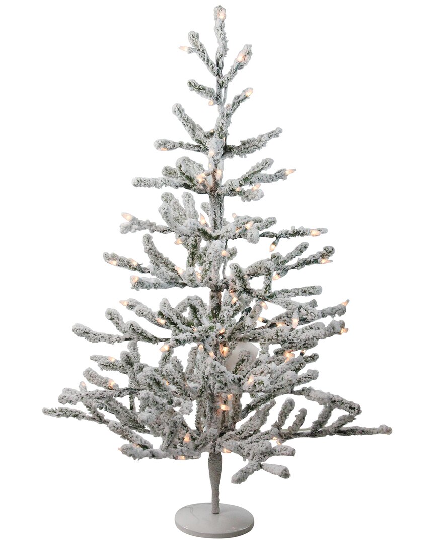 NORTHLIGHT NORTHLIGHT 3FT PRE-LIT FLOCKED ALPINE TWIG ARTIFICIAL CHRISTMAS TREE