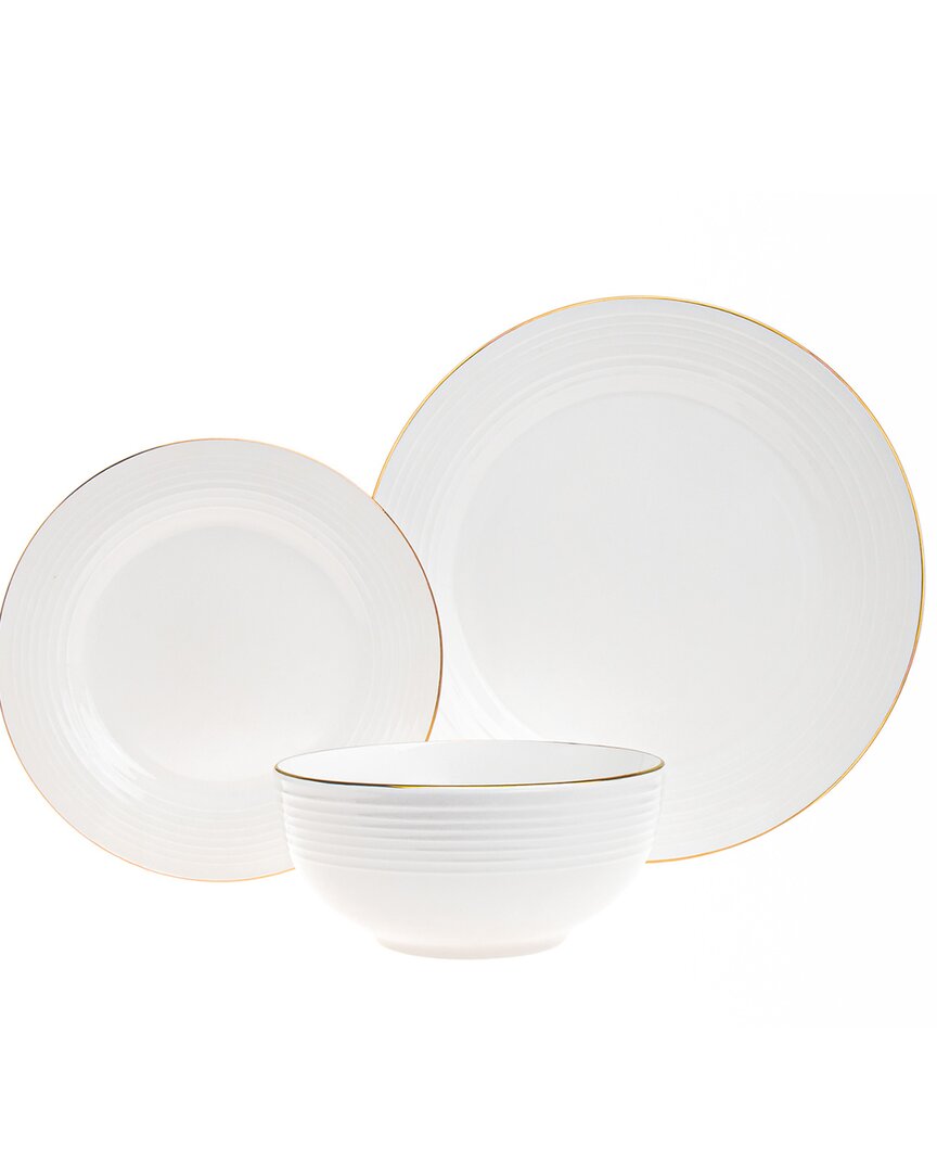 Godinger Saba Gold 18pc Dinnerware Set In White