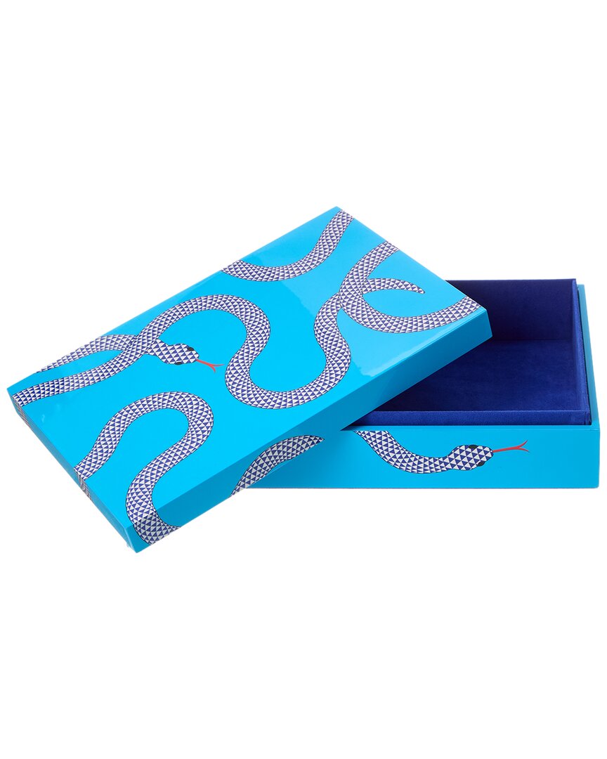 Jonathan Adler Eden Large Lacquer Box In Blue