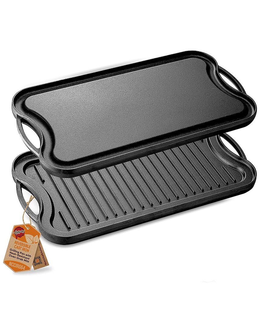Nutrichef 20in Cast Iron Griddle In Black