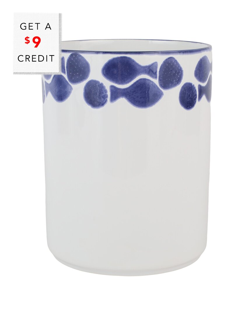 Vietri Santorini Fish Waste Basket In Blue