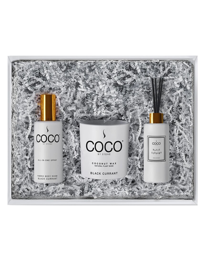 Coco By Stone Diffuser, Room Spray & Candle Gift Pack - Stone Fruit In White