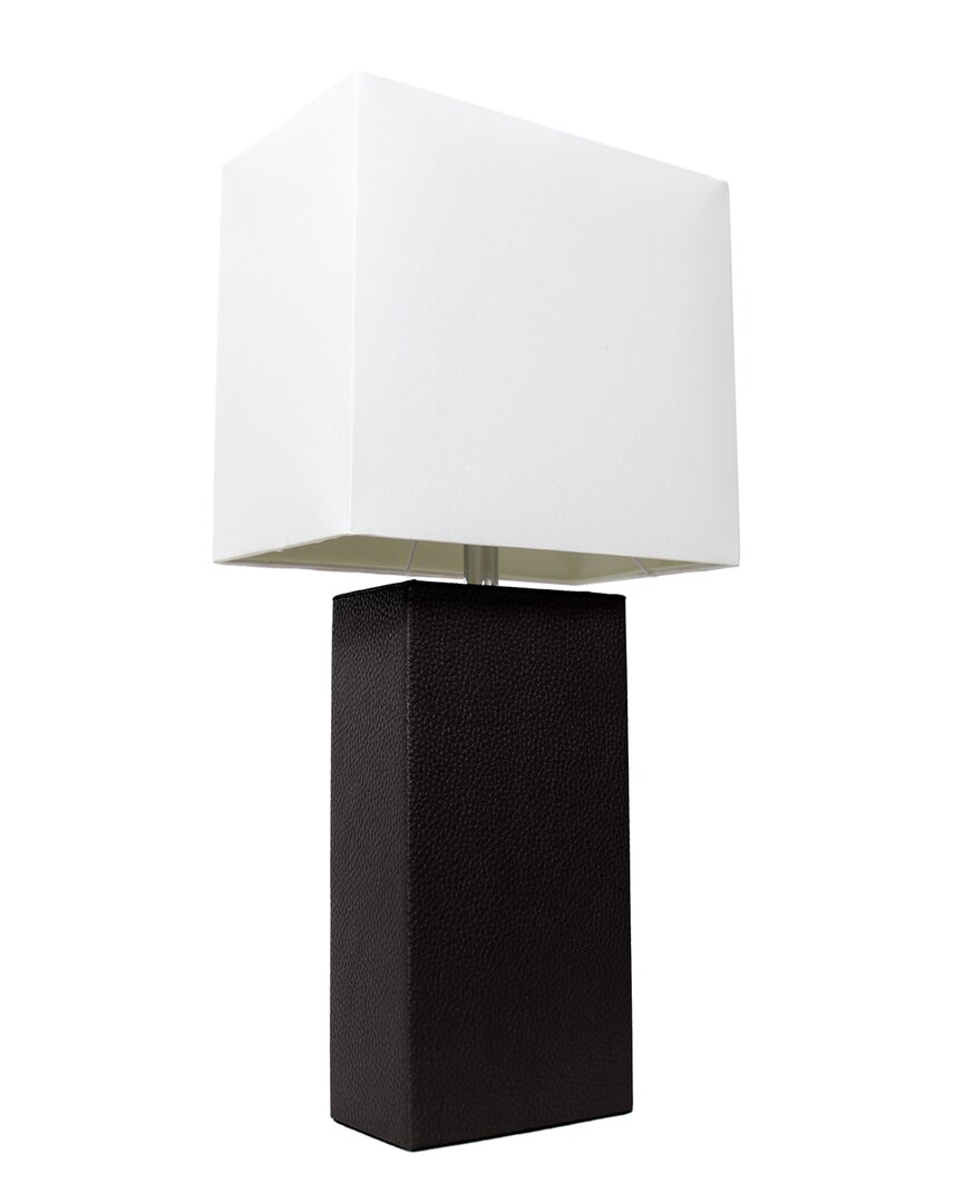 Lalia Home 21in Modern Leather Wrapped Table Lamp With Led Bulb Included