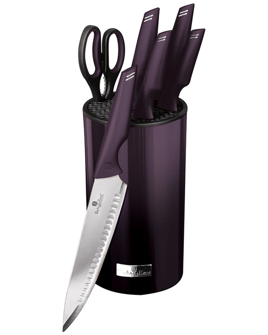 Berlinger Haus 7pc Knife Set With Stainless Steel Stand In Purple
