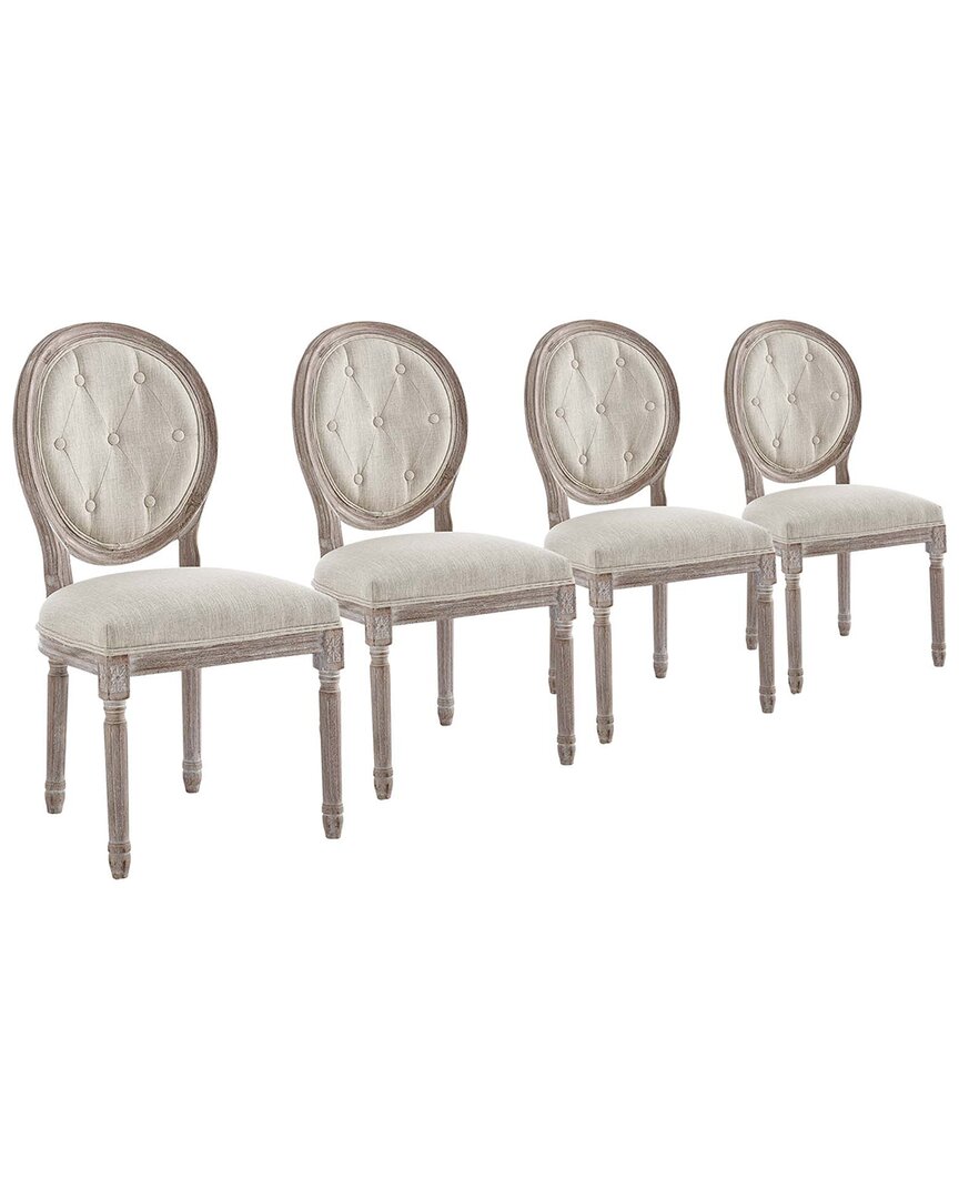 Modway Set Of 4 Arise Upholstered Dining Chairs In Beige