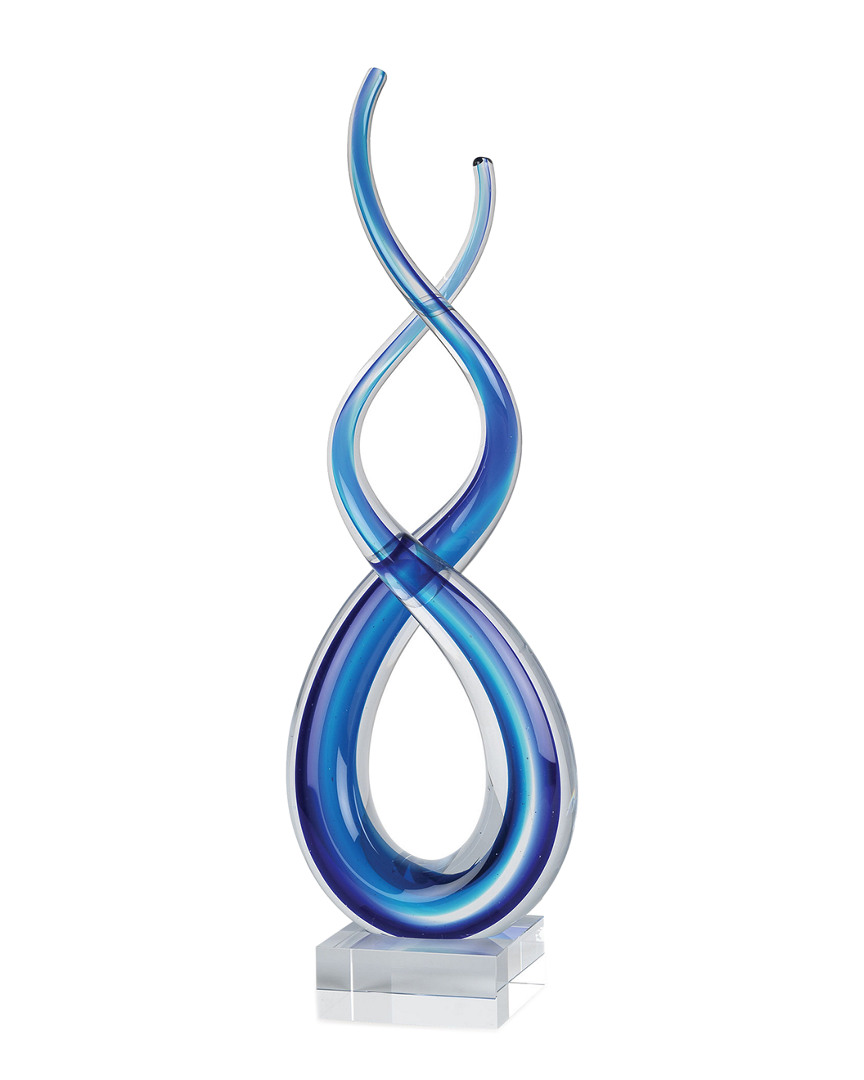 Badash Crystal Touch Of The Blues Murano Style Art Glass Centerpiece