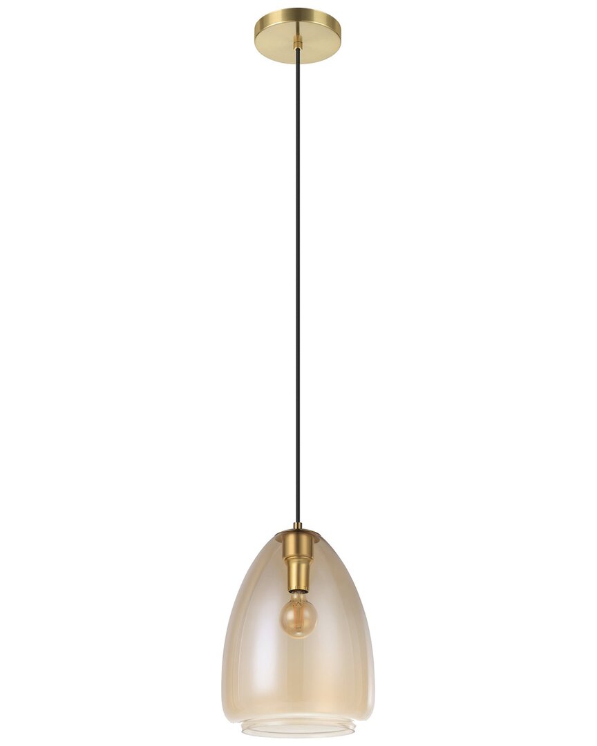 Eglo Alobrase 1 Light Pendant With Brushed Gold Finish & Metallic Amber Glass Shade
