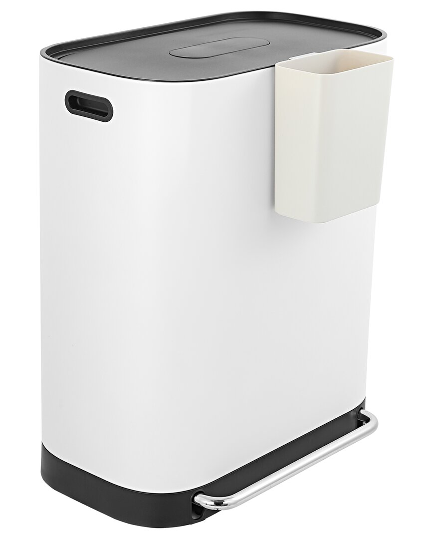 Jonathan Y Beni White 16 Gallon Double Bucket Step Open Trash Can In White