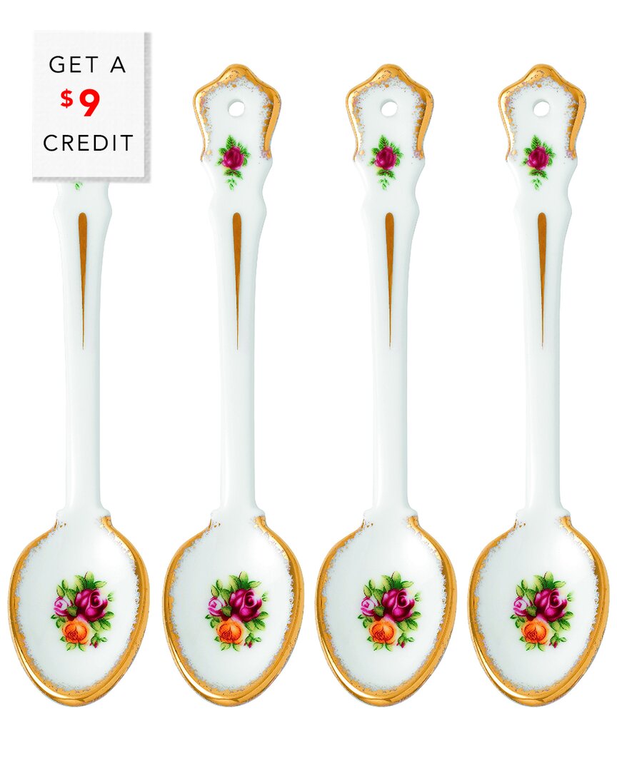 Royal Albert Old Country Roses Spoons (set Of 4) With $9 Credit