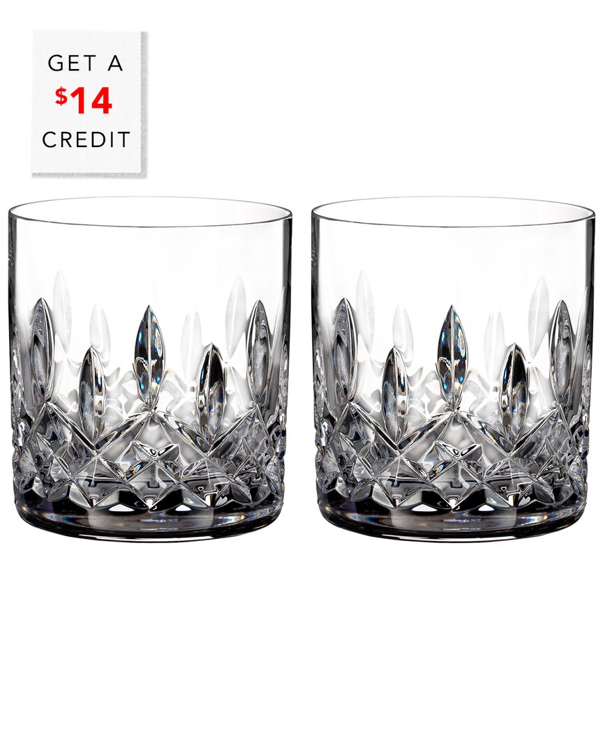 Waterford Lismore Connoisseur Straight Sided Tumbler 7oz Set Of 2 With $14 Credit