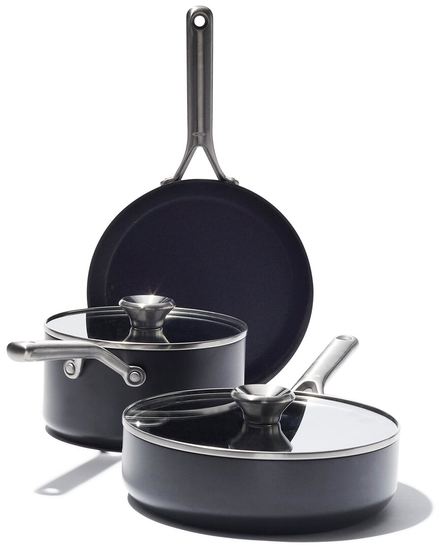 Shop Oxo Pro Ceramic Nonstick 5pc Cookware Set In Black