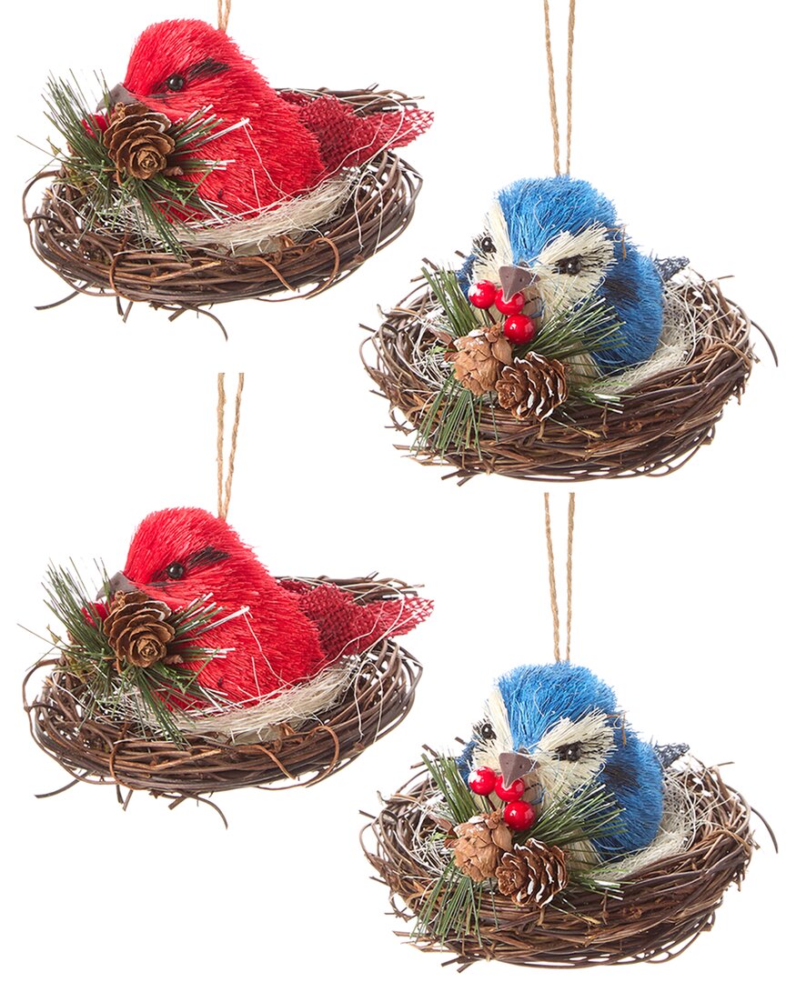 Shop Kurt Adler 4in Cardinal & Jay In Nest Ornaments (2 Assorted) In Multicolor