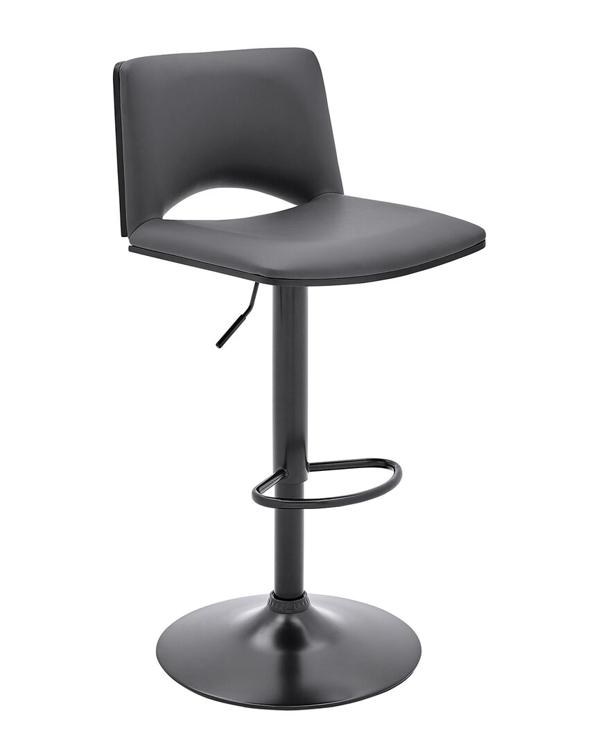 Armen Living Thierry Adjustable Swivel Metal Bar Stool In Gray