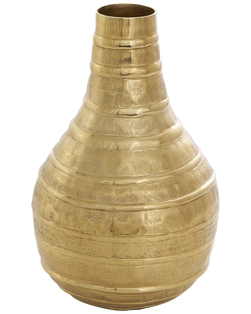 Peyton Lane Gold Metal Snakeskin Inspired Vase With Dimensional Linear Accents In Gold