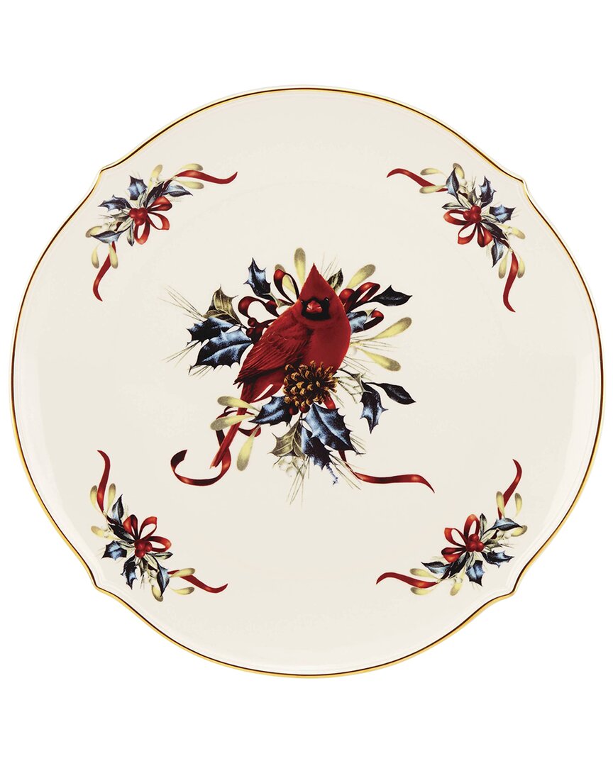 Lenox Winter Greetings Round Serving Platter In White