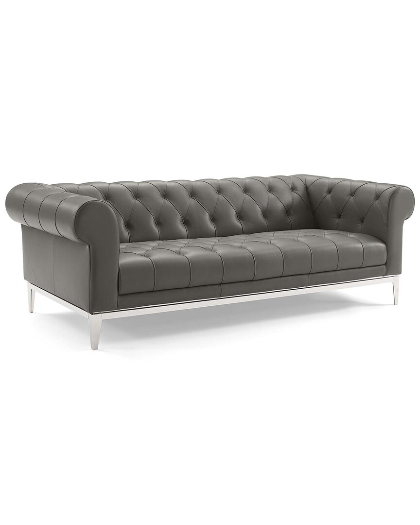 MODWAY MODWAY IDYLL TUFTED BUTTON UPHOLSTERED LEATHER CHESTERFIELD SOFA 