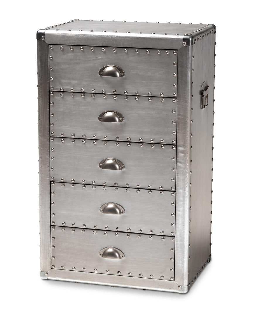 Design Studios Davet French Silver Metal 5-drawer Accent Chest