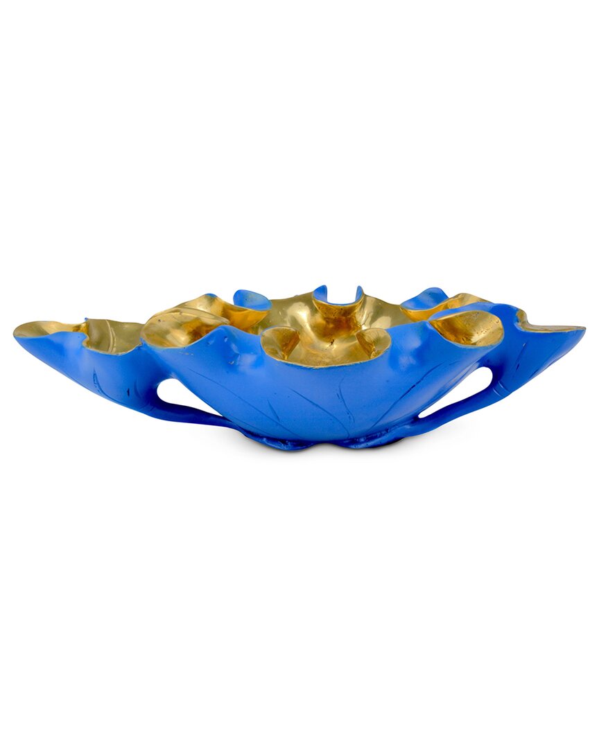 Currey & Company 11in Wrapped Lotus Leaf Bowl In Blue