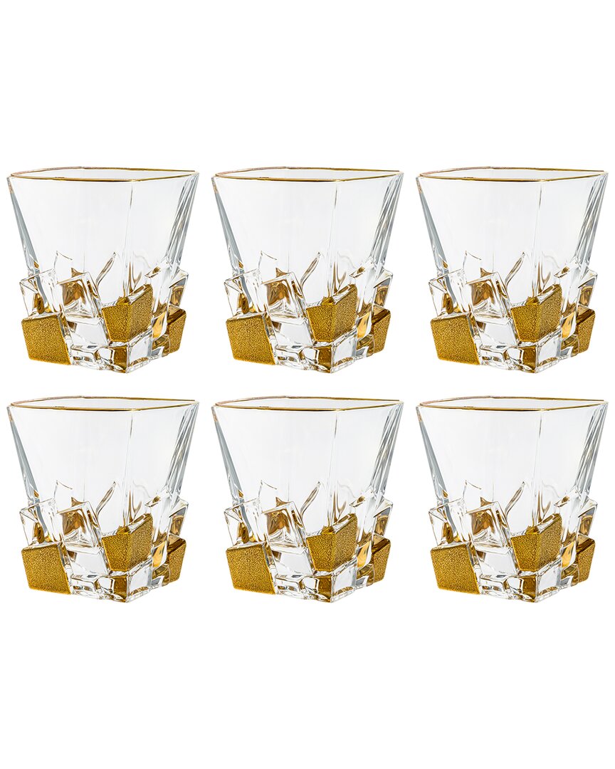 Barski European Crystal Double Old Fashioned Tumblers Set Of 6 In Clear