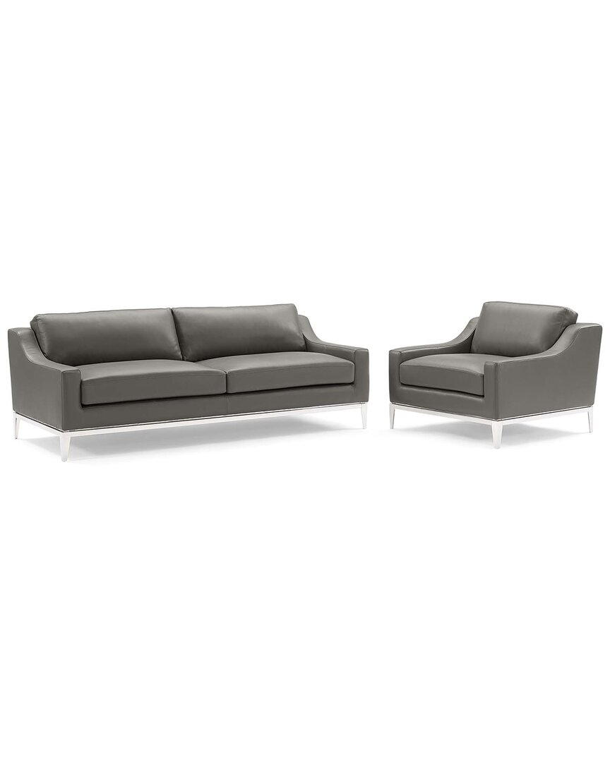 Modway Harness Leather Sofa & Armchair Set