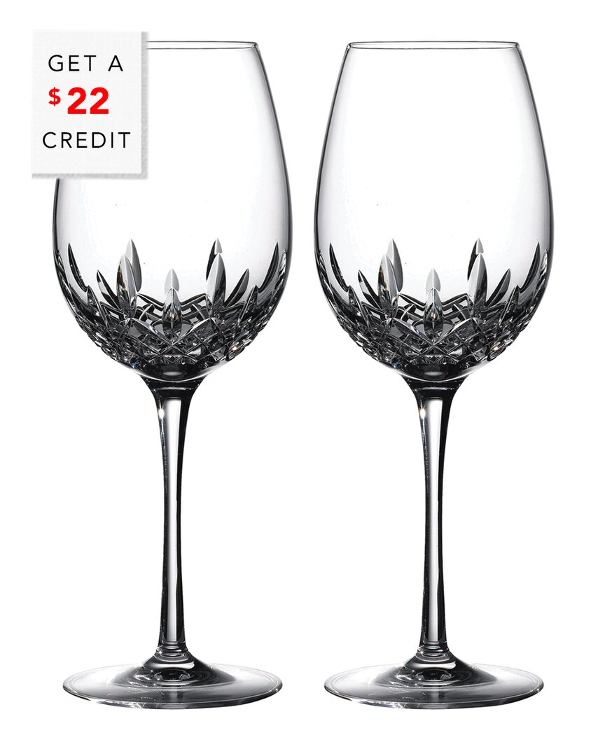Waterford Lismore Essence Set Of 2 Lead Crystal White Wine Glasses