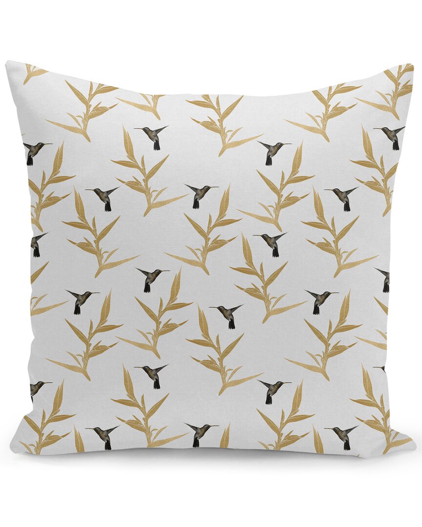 Curioos Hummingbird & Flower Pillow In White