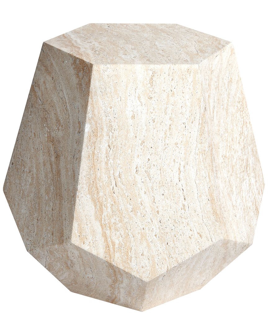 Empire Art Direct Celestial Harmony Travertine Finish Italian Design Side  Table