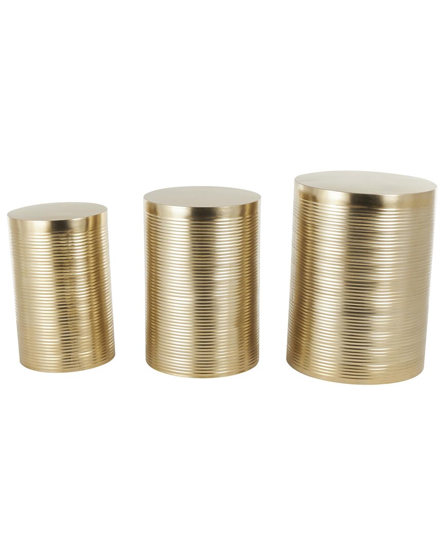 Peyton Lane Set Of 3 Ribbed Drum Accent Tables