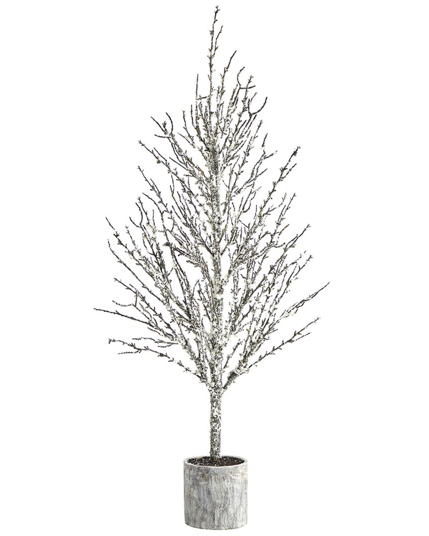 Nearly Natural 4ft Snowed Twig Artificial Tree In Green