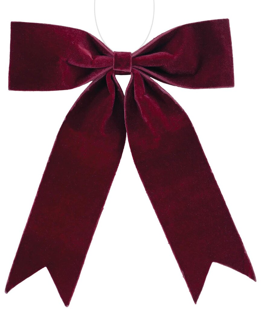 Melrose International Set Of 2 Burgandy Red Holiday Bow In Red