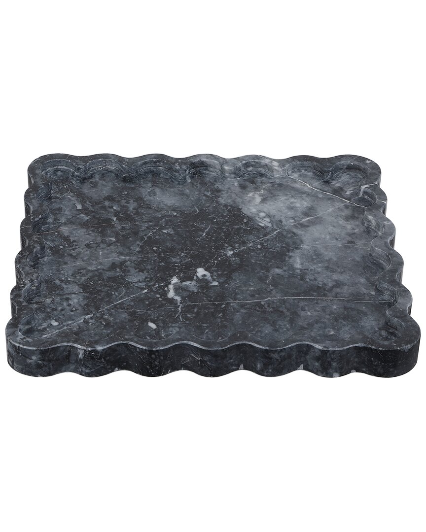 Safavieh Ava Marble Scalloped Tray In Blue